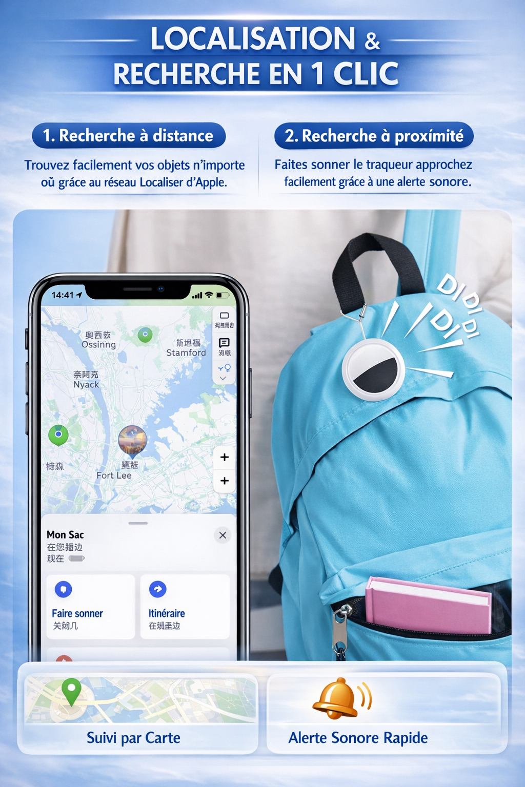 Smart Tag Localisateur – Compatible Apple Find My