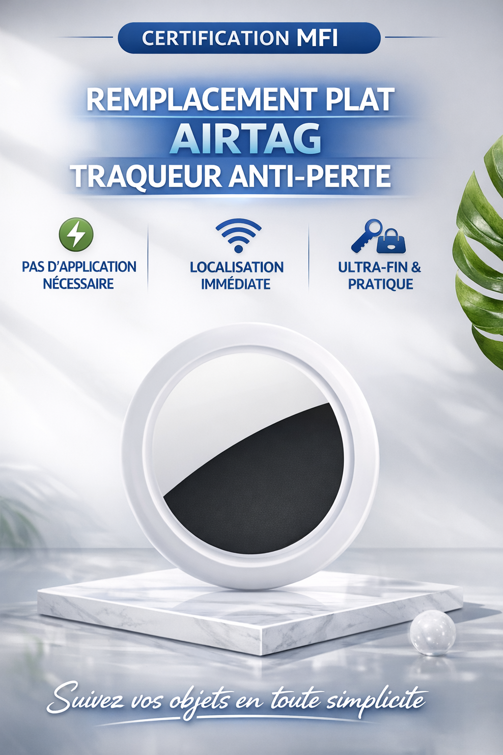 Smart Tag Localisateur – Compatible Apple Find My