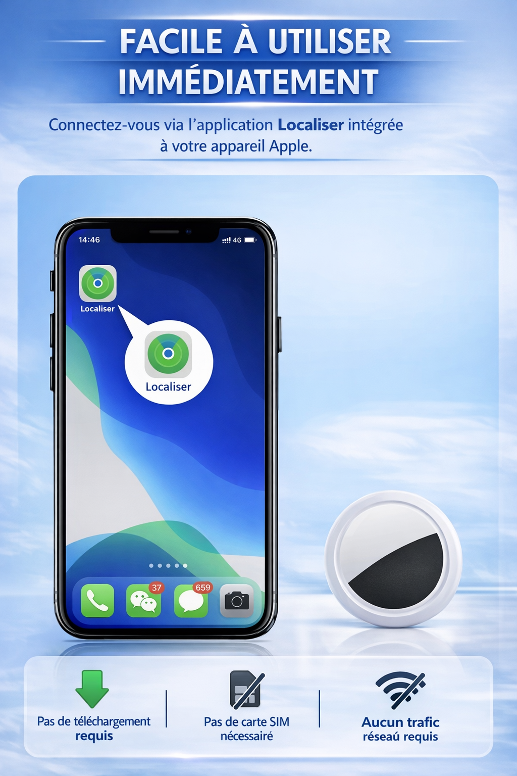 Smart Tag Localisateur – Compatible Apple Find My